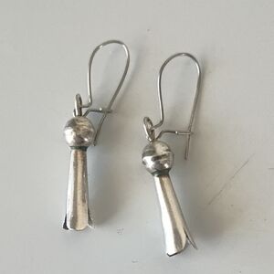 RARE Navajo-style Sterling Silver Squash Blossom Dangle Earrings